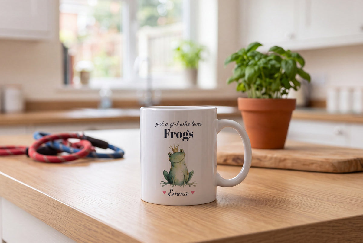 Lifestyle: Personalised Frog Mug, Just A Girl Who Loves Frogs