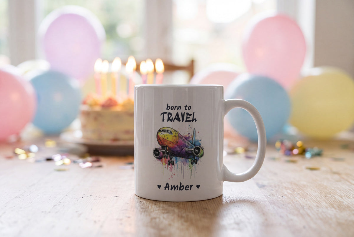 Lifestyle: Personalised Aeroplane Mug, Born To Travel