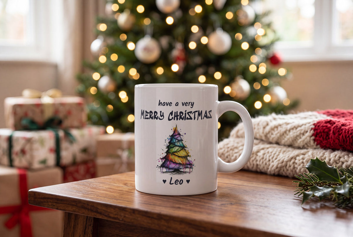 Lifestyle: Personalised Christmas Tree Mug, Merry Christmas