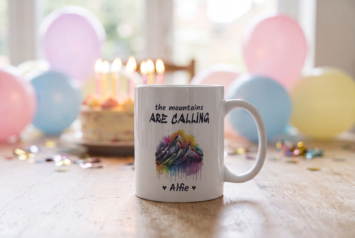 Lifestyle: Personalised Mountain Mug, The Mountains Are Calling
