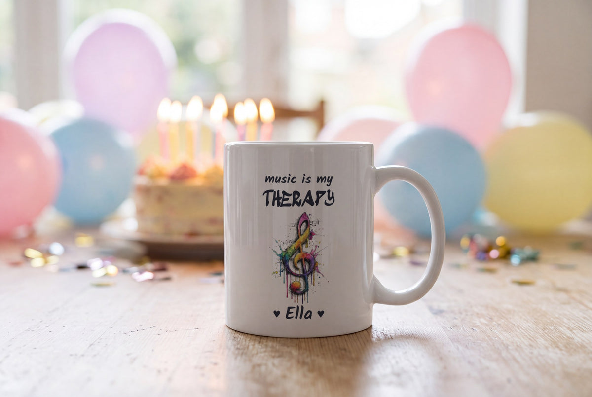 Lifestyle: Personalised Music Note Mug, Music Is My Therapy