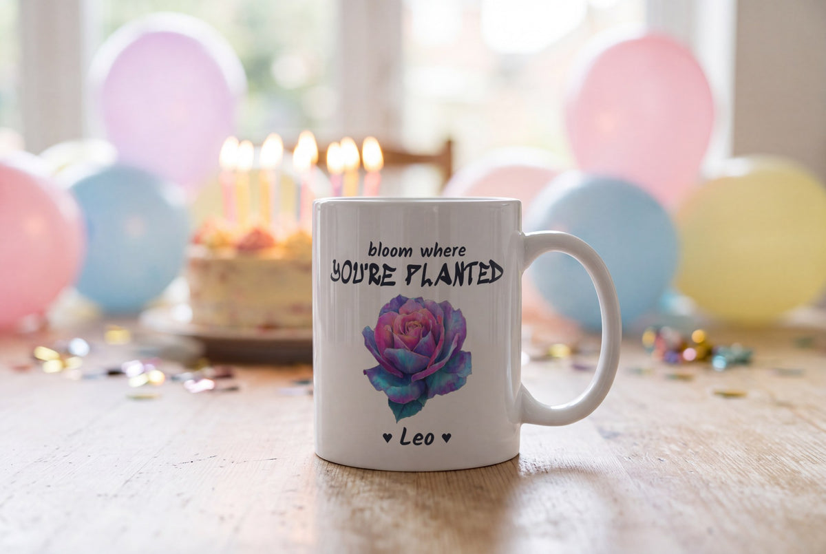 Lifestyle: Personalised Rose Mug, Bloom Where You're Planted