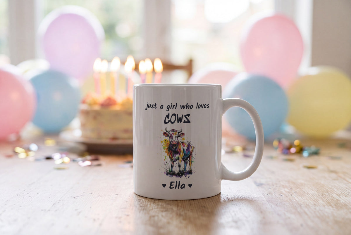 Lifestyle: Personalised Cow Mug, Just A Girl Who Loves Cows