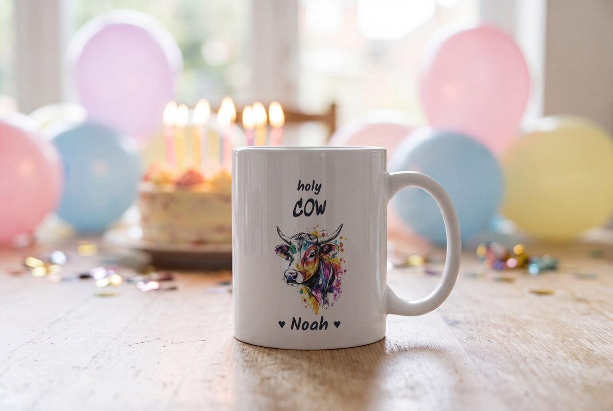 Lifestyle: Personalised Cow Mug, Holy Cow