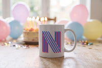 Lifestyle: Personalised Big Letter Mug, Neon Stripe Initial
