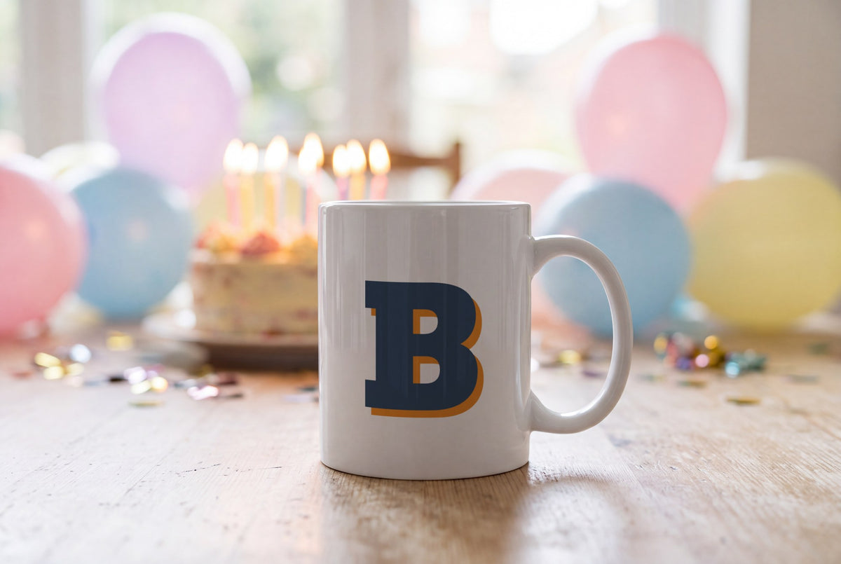 Lifestyle: Personalised Big Letter Mug, Bold Slab Initial