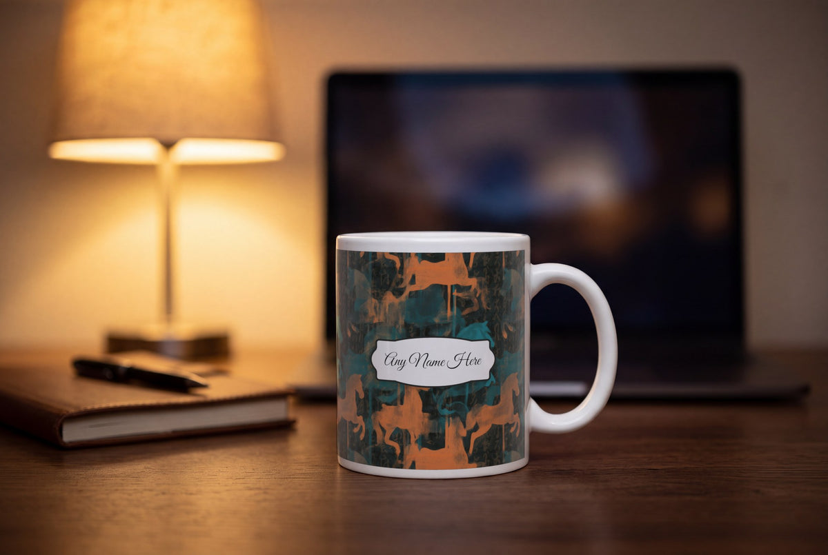 Lifestyle: Gouache Carousel Horses Name Mug