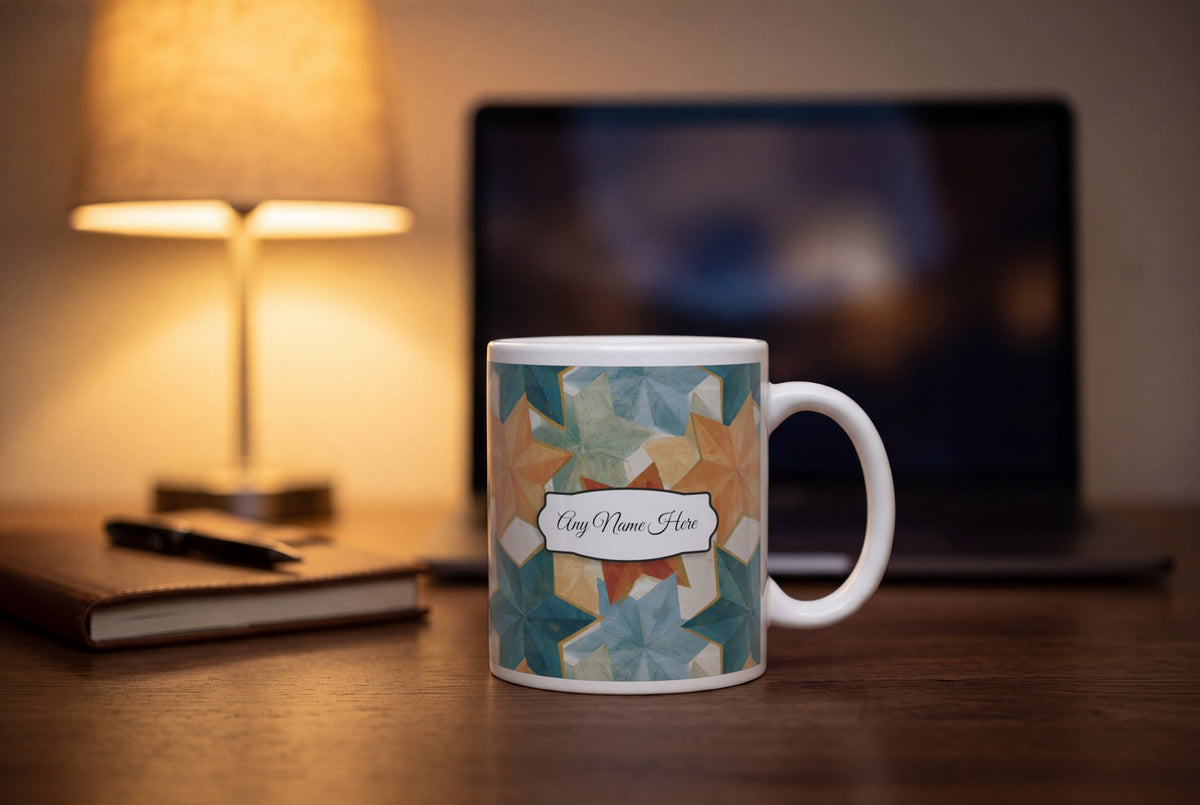 Lifestyle: Egg Tempera Pentagrams Folds Name Mug 2