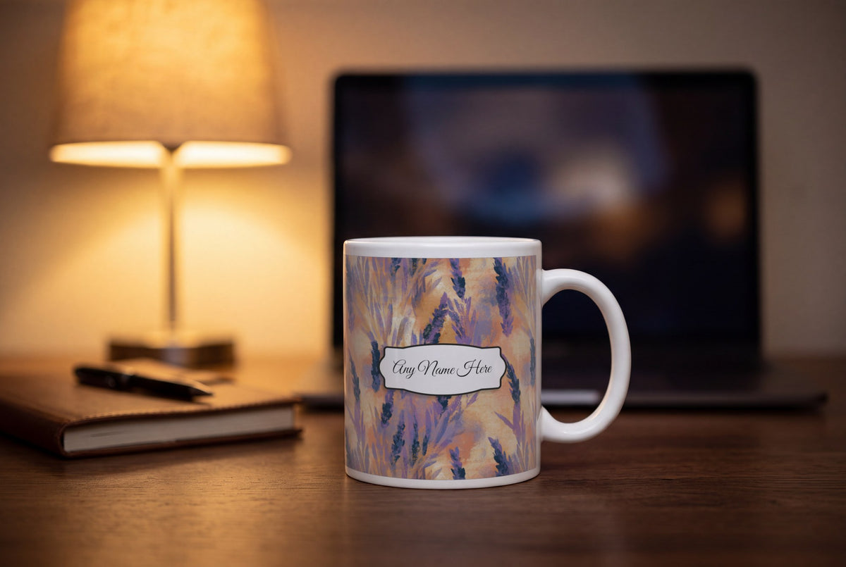 Lifestyle: Impressionist Lavender Abstract Name Mug