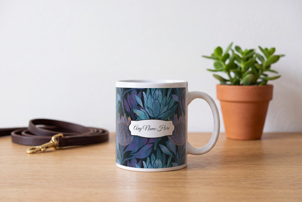 Lifestyle: Woodblock Protea Name Mug 2
