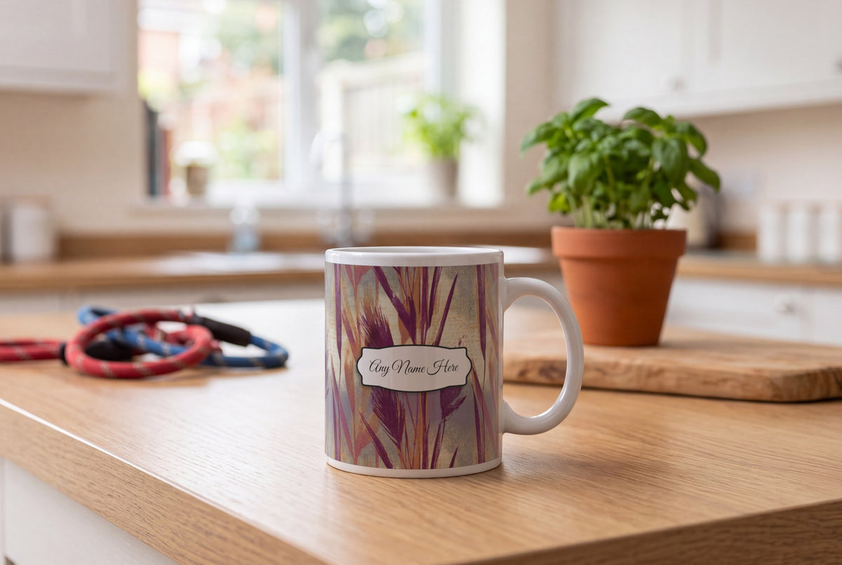 Lifestyle: Woodblock Reeds Name Mug