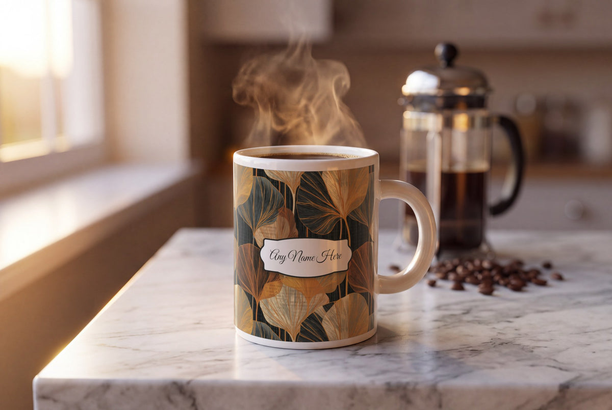 Lifestyle: Scratchboard Amber Abstract Name Mug