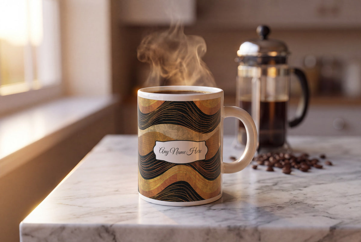 Lifestyle: Scratchboard Amber Abstract Name Mug 3