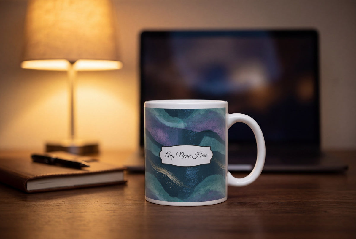Lifestyle: Cyanotype Aurora Abstract Name Mug