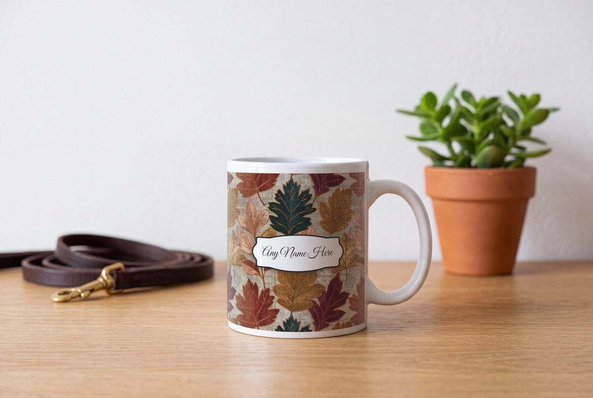 Lifestyle: Embroidery Pressed Leaves Name Mug 3