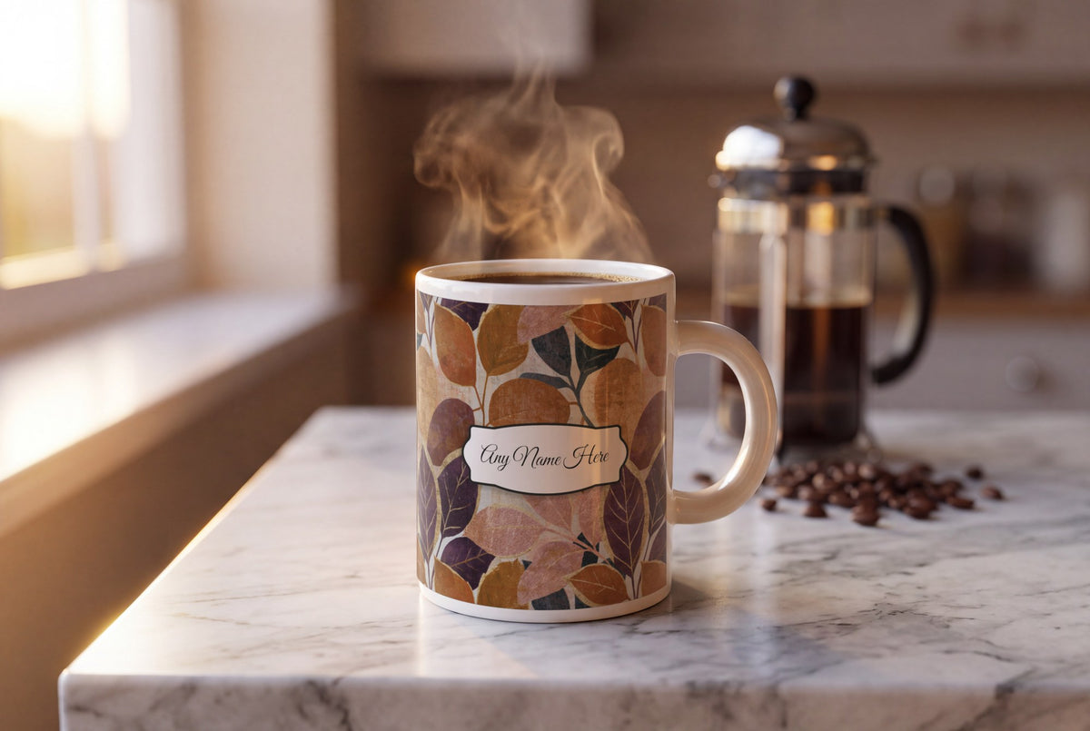 Lifestyle: Embroidery Pressed Leaves Name Mug 2