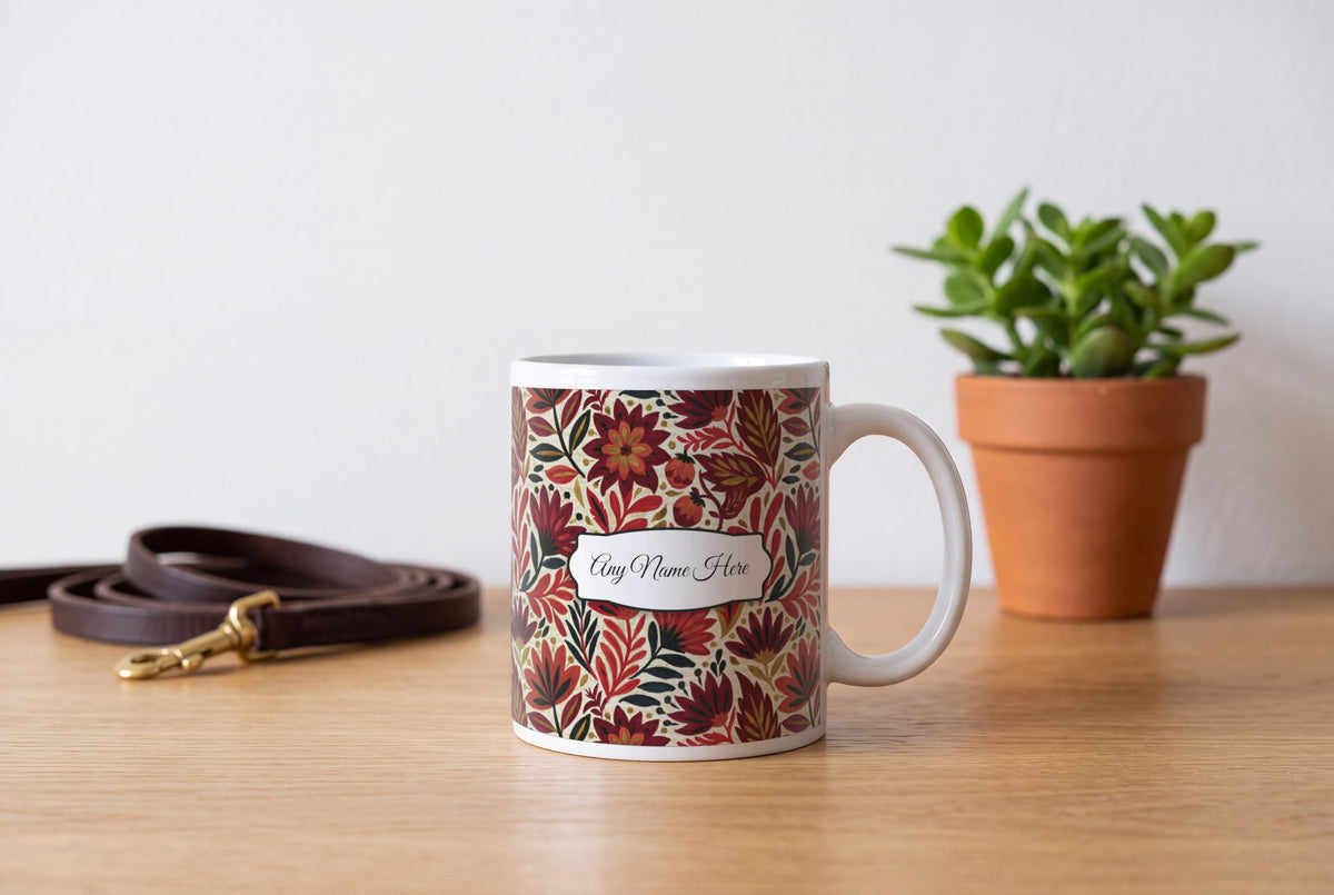Lifestyle: Mexican Folk Cherry Abstract Name Mug