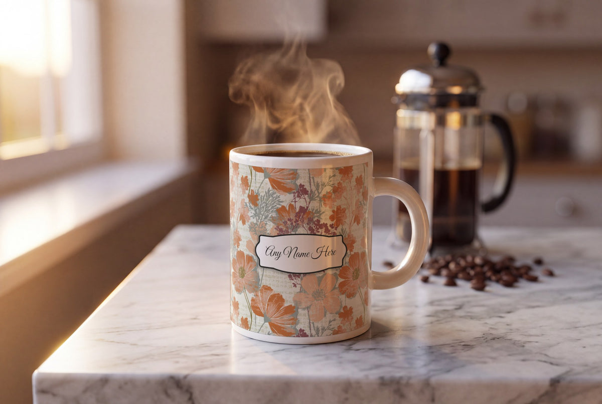 Lifestyle: Screenprint Wildflowers Name Mug 2