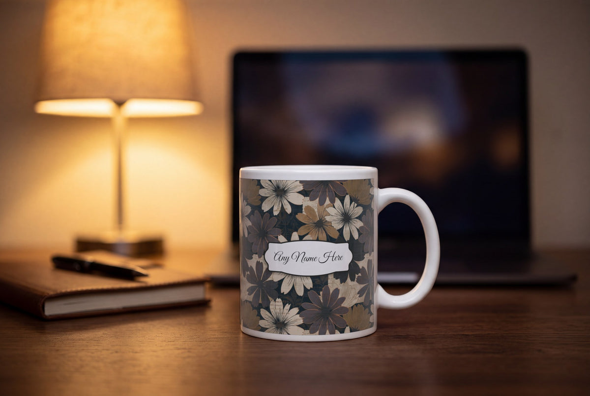 Lifestyle: Scratchboard Daisy Name Mug