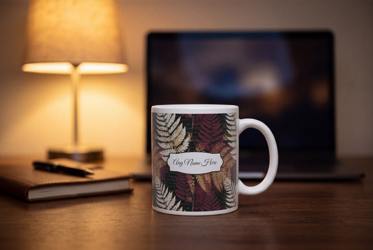 Lifestyle: Risograph Fern Fronds Name Mug