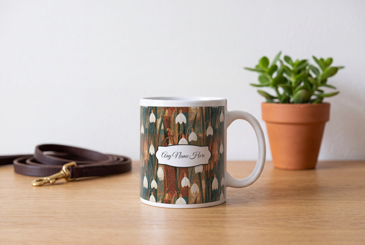 Lifestyle: Screenprint Snowdrops Earth Name Mug