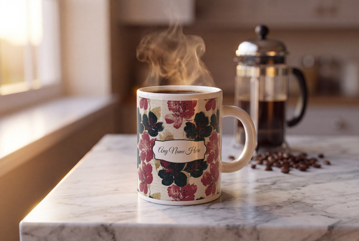 Lifestyle: Risograph Pear Blossom Name Mug