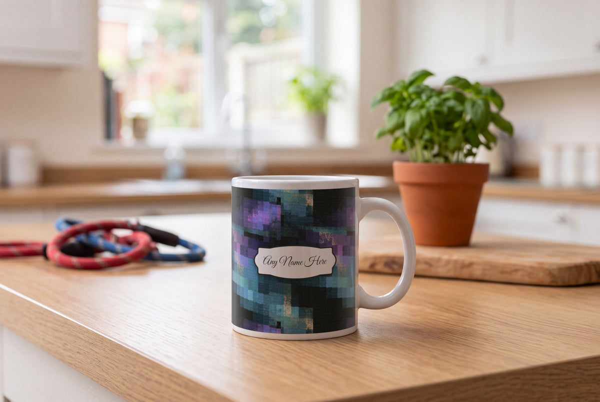 Lifestyle: Pixel Cyan Abstract Name Mug