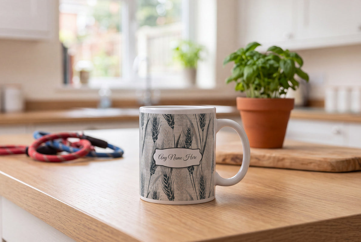 Lifestyle: Woodblock Wheat Name Mug 2