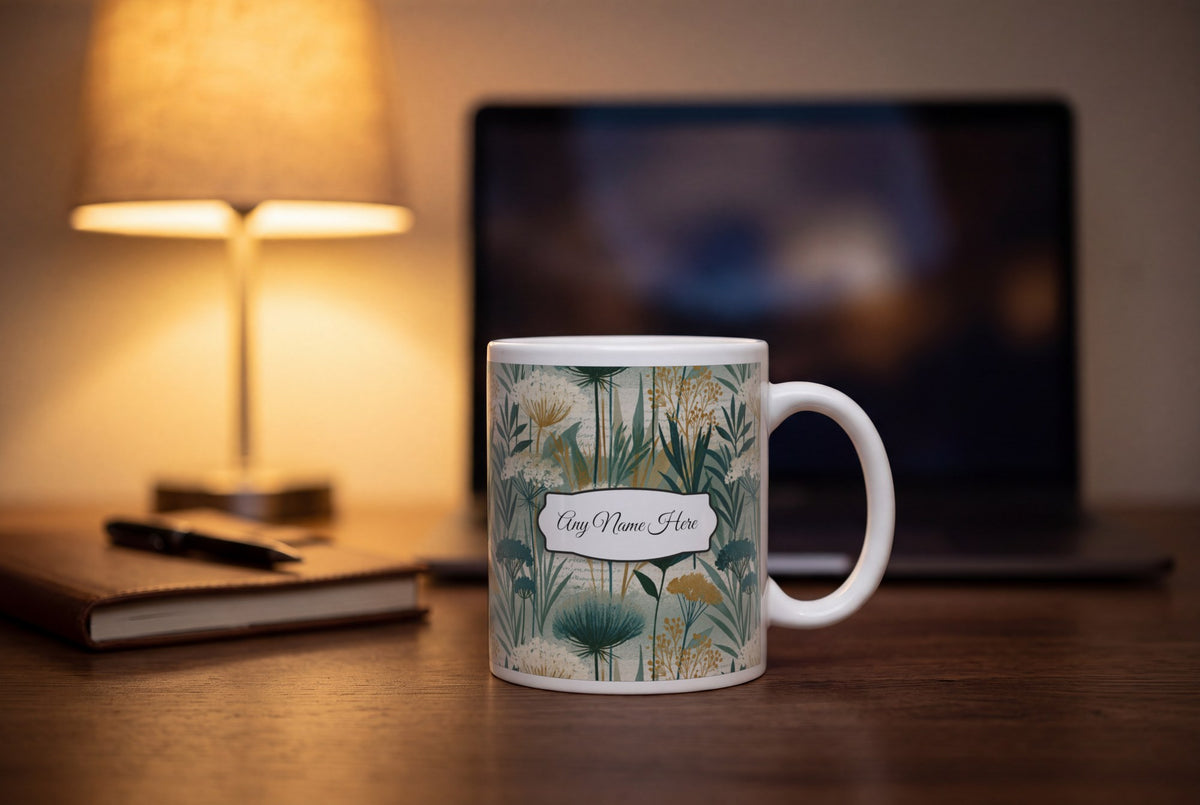 Lifestyle: Risograph Wildflowers Name Mug 2