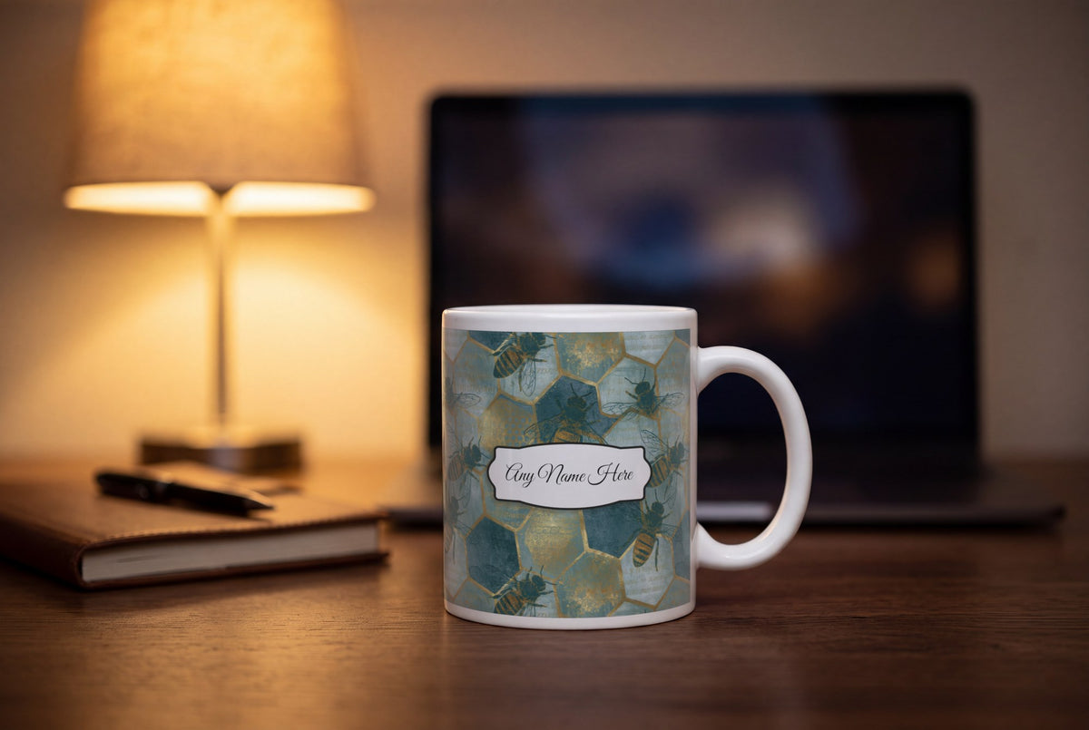 Lifestyle: Lithograph Honey Bees Name Mug 2