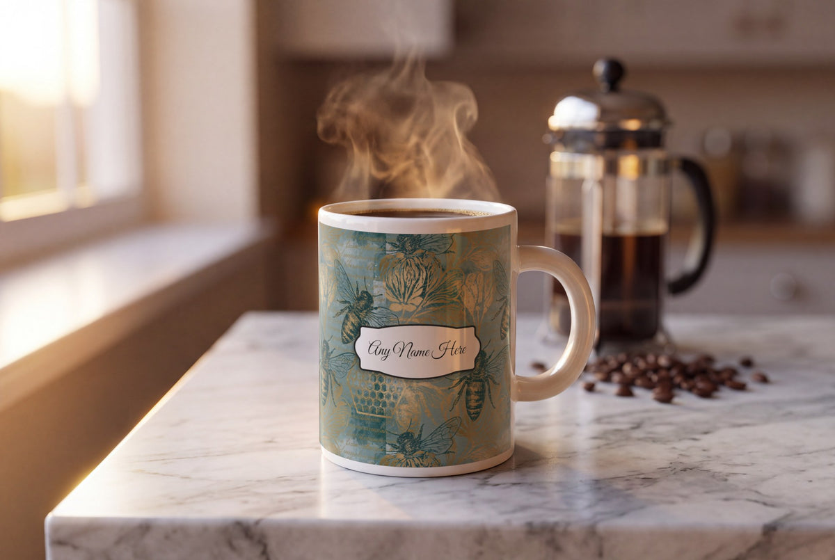 Lifestyle: Lithograph Honey Bees Name Mug 4