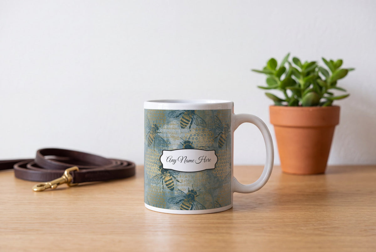 Lifestyle: Lithograph Honey Bees Name Mug