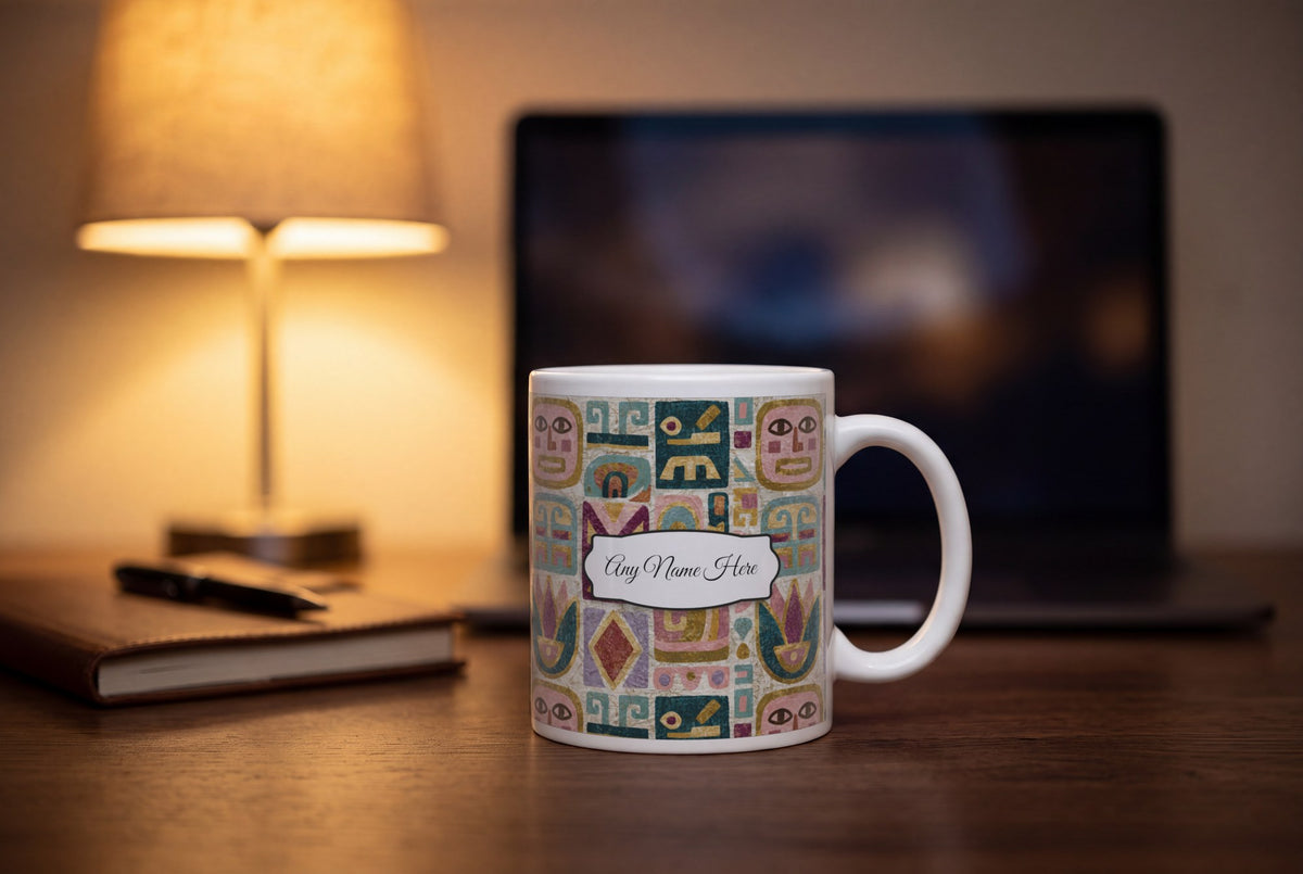 Lifestyle: Folk Art Mayan Glyphs Name Mug