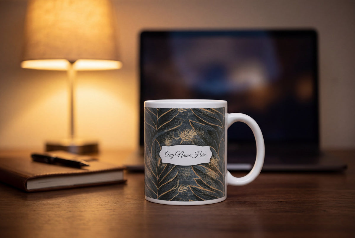 Lifestyle: Cross Hatch Italian Wisps Name Mug 2