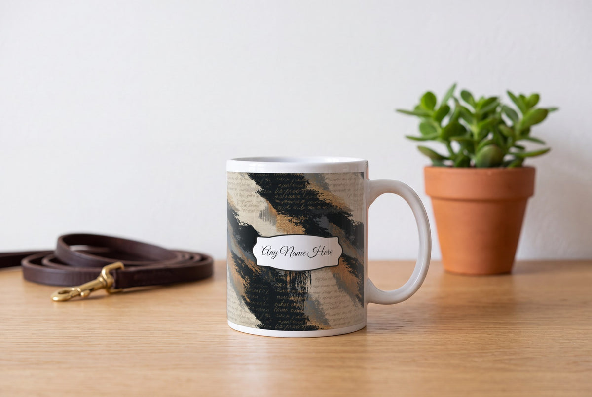 Lifestyle: Embroidery Black Abstract Name Mug
