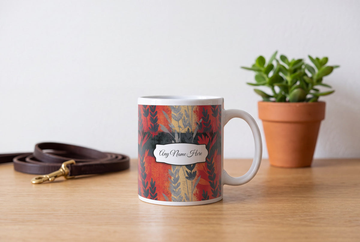 Lifestyle: Vintage Newsprint Lavender Abstract Name Mug