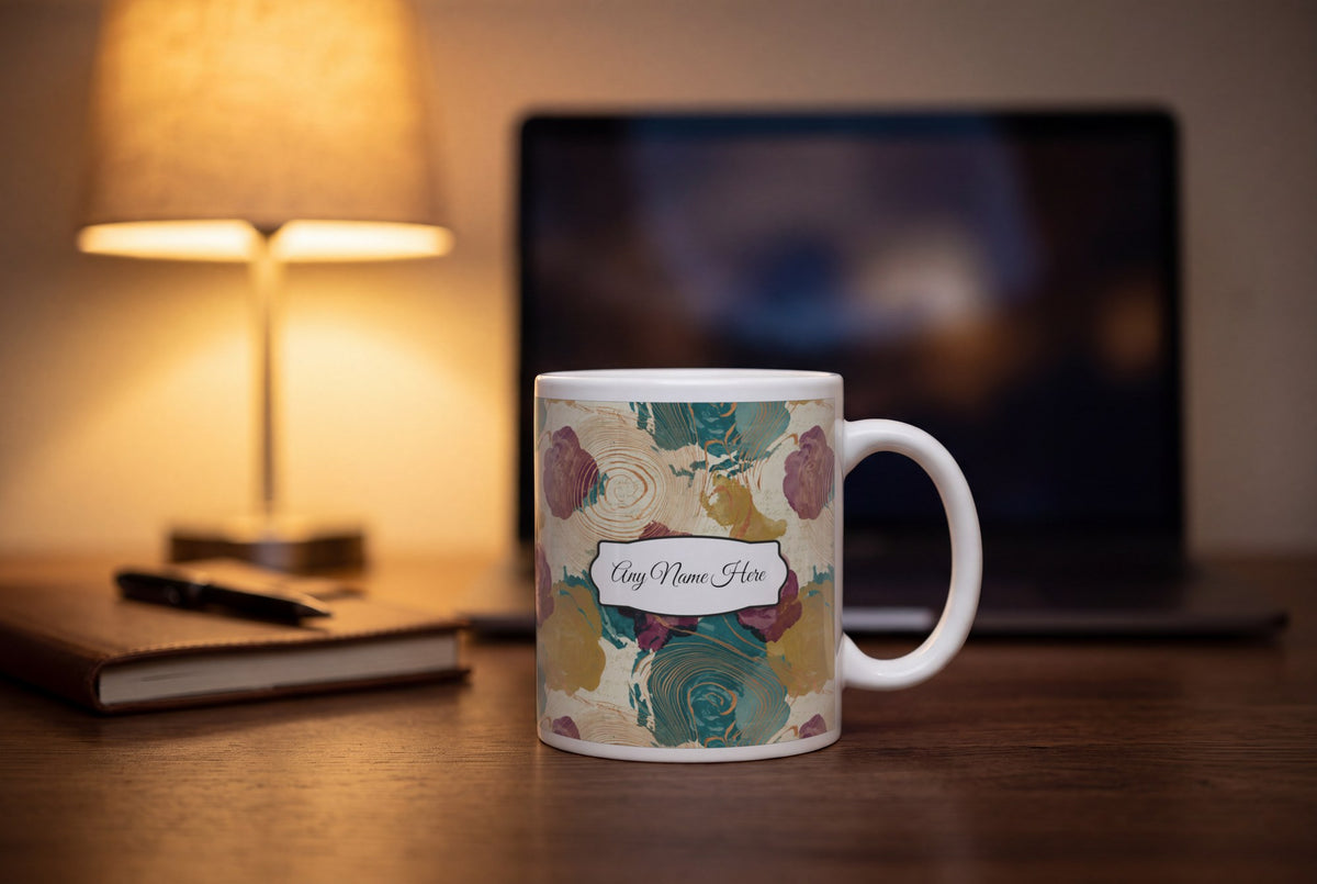 Lifestyle: Suminagashi Roses Name Mug