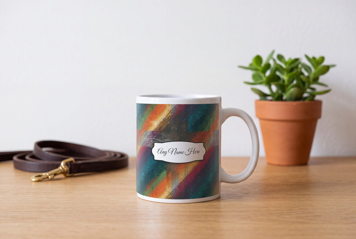 Lifestyle: Maximalist Rainbow Abstract Name Mug 2