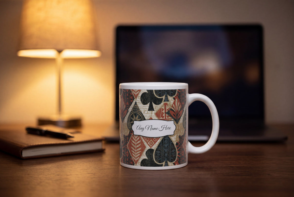 Lifestyle: Tiki Card Suits Name Mug