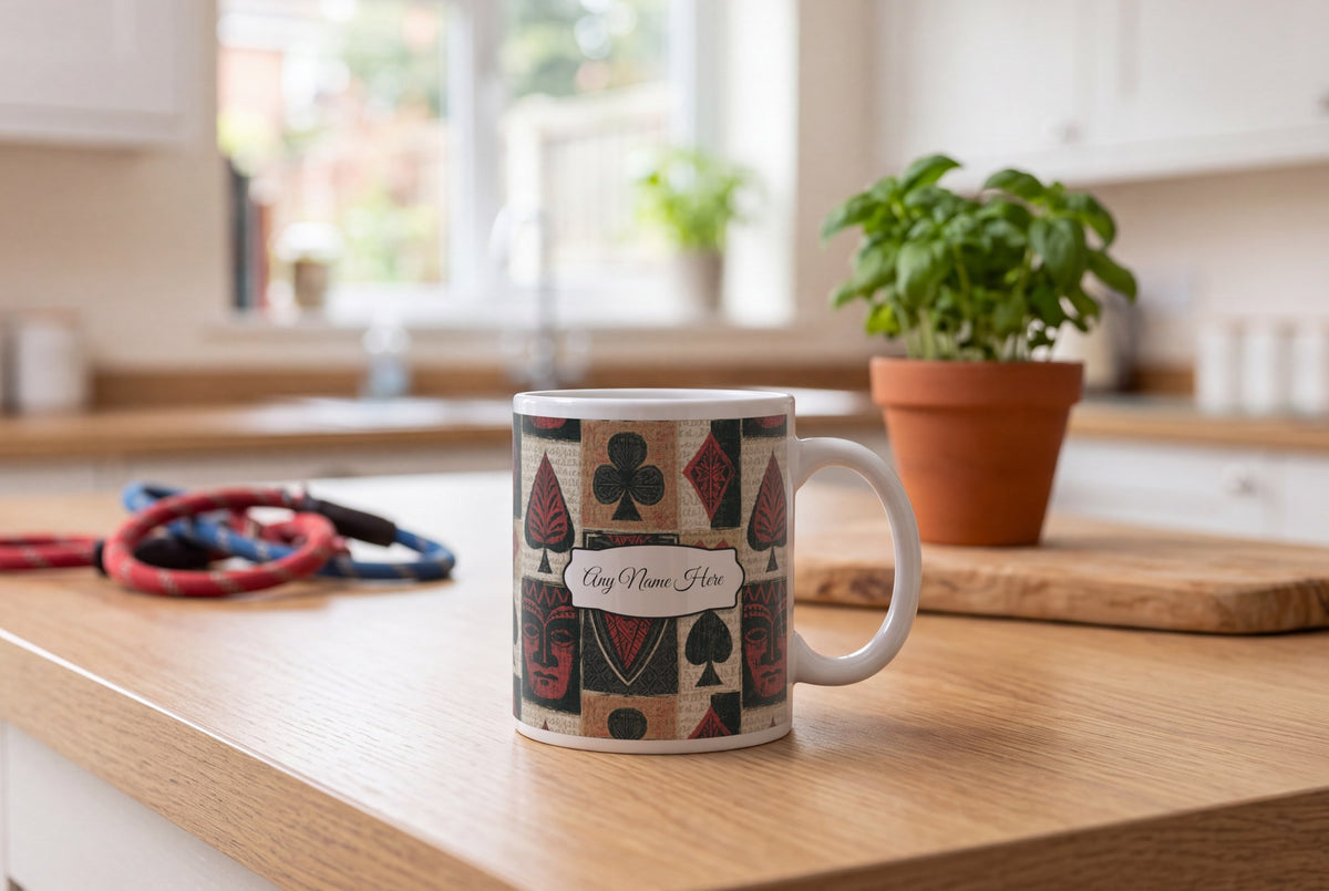Lifestyle: Tiki Card Suits Name Mug 4
