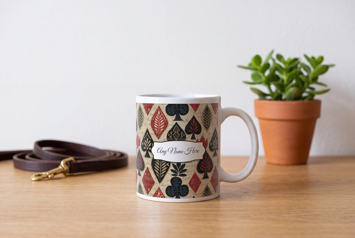 Lifestyle: Tiki Card Suits Name Mug 2