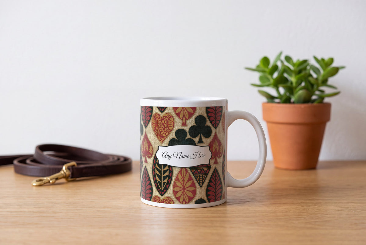 Lifestyle: Tiki Card Suits Name Mug 3