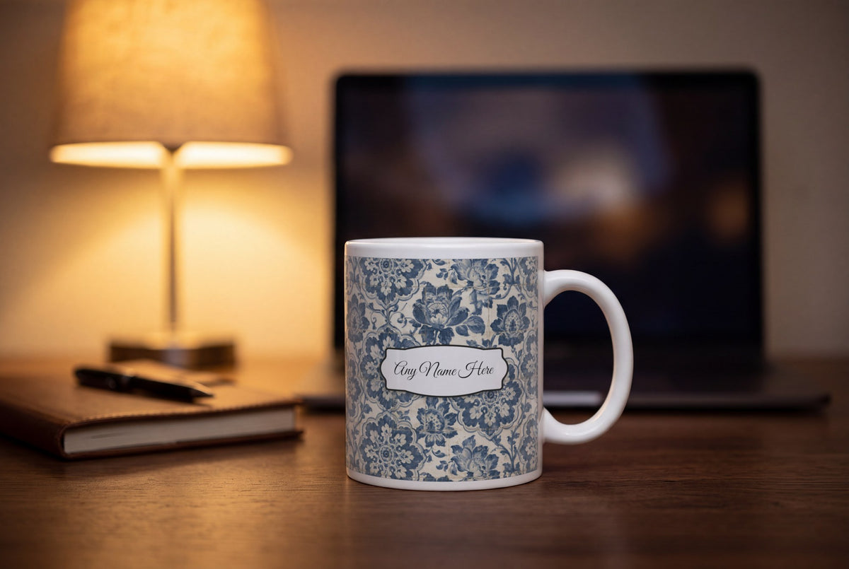 Lifestyle: Portuguese Azulejo Tile Name Mug