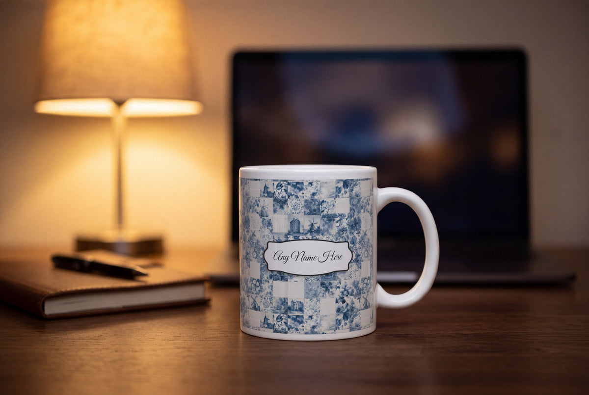 Lifestyle: Delft Blue Tile Name Mug