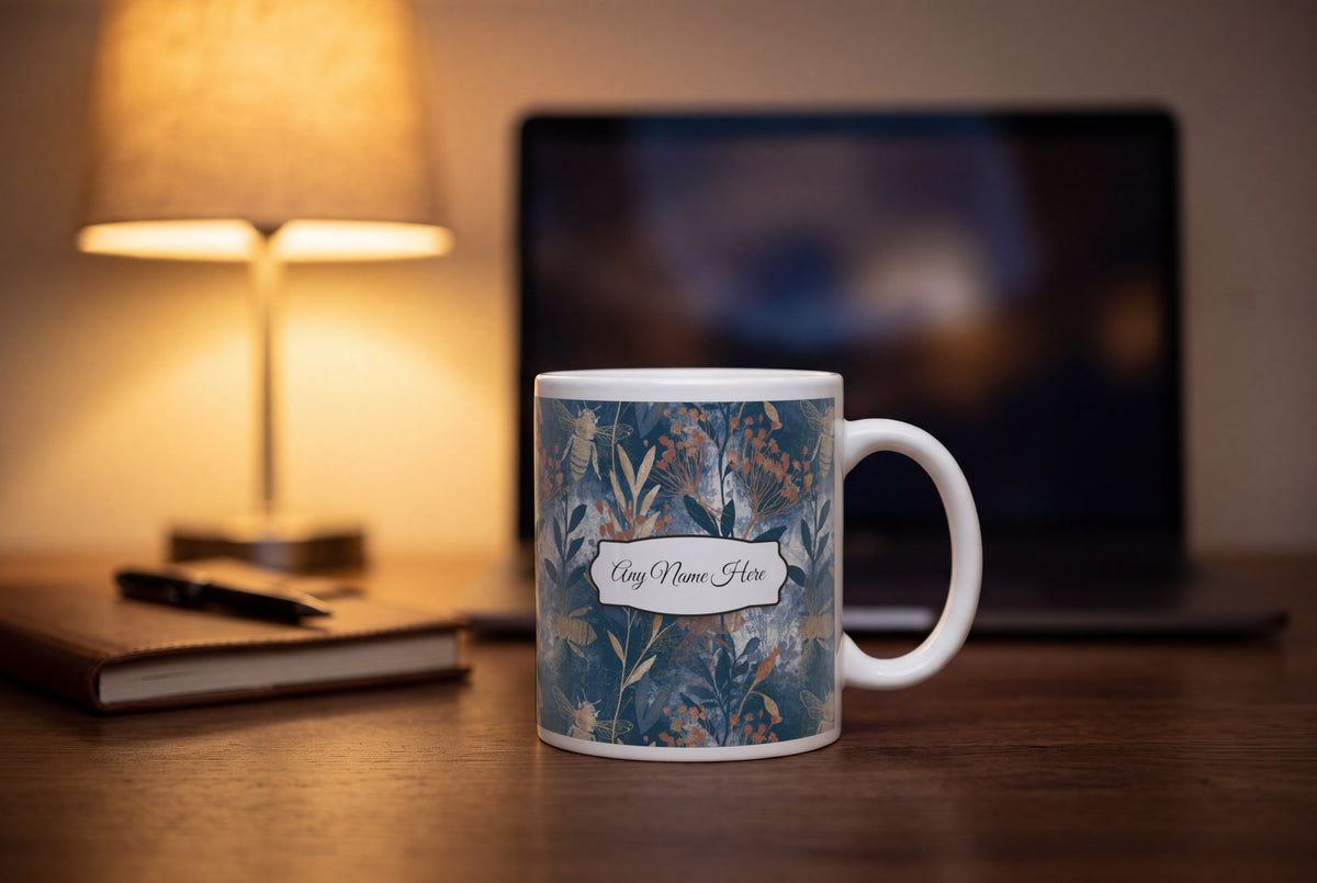 Lifestyle: Cyanotype Bee Name Mug
