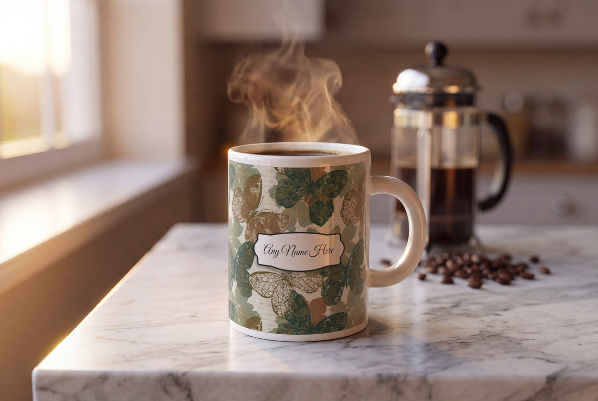 Lifestyle: Lace Butterfly Name Mug 2