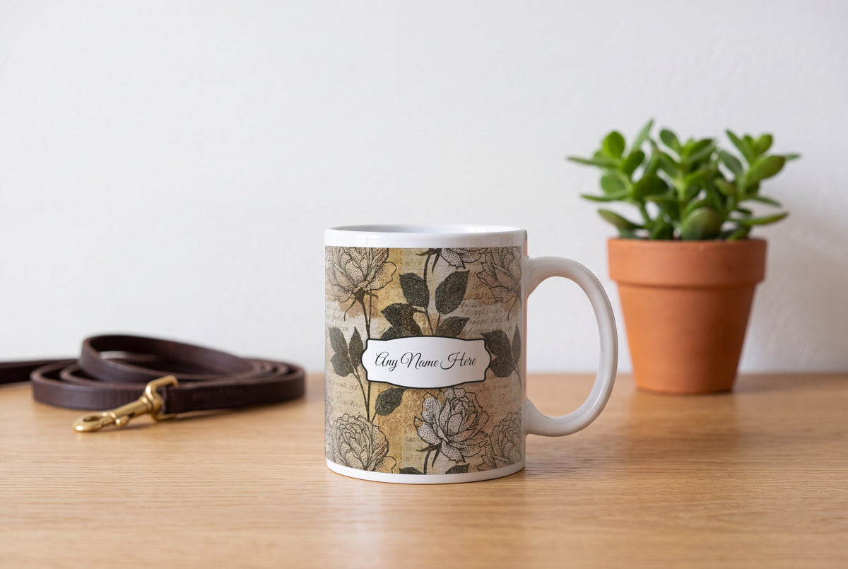 Lifestyle: Stipple Rose Abstract Name Mug