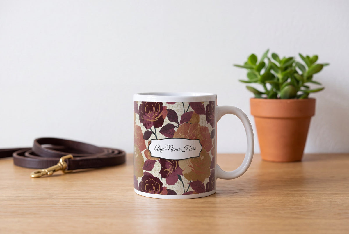 Lifestyle: Torn Paper Rose Abstract Name Mug