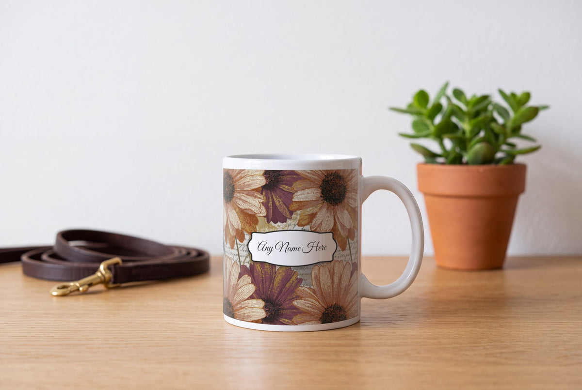 Lifestyle: Stipple Daisy Name Mug