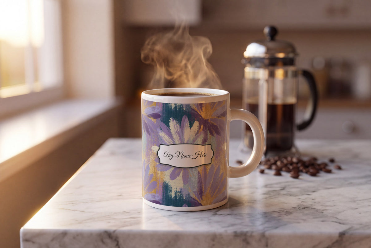 Lifestyle: Oil Pastel Daisy Hearts Name Mug